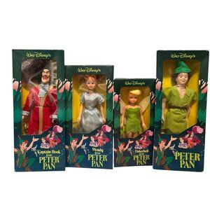 Sears Disney Peter Pan Dolls Captain Hook Wendy Tinkerbell Peter Pan NIB